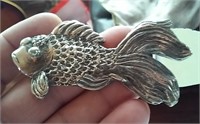 STERLING goldfish figural buckle Texas silversmith
