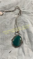 German Silver Multy Onyx Pendant Necklace