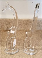 Pair Of 12" Vintage Glass Giraffe Figures