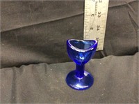 Cobalt Blue Glass Eye Wash Cup with Panel Sides