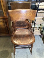 (2) Oak ? Wood Kitchen Chairs