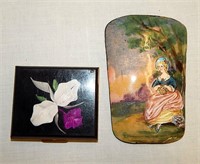 French Enamel Copper Plaque & Lucite Compac