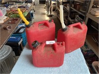 3 Plastic Fuel Cans - 2.5 Gal & 1.25 Gal
