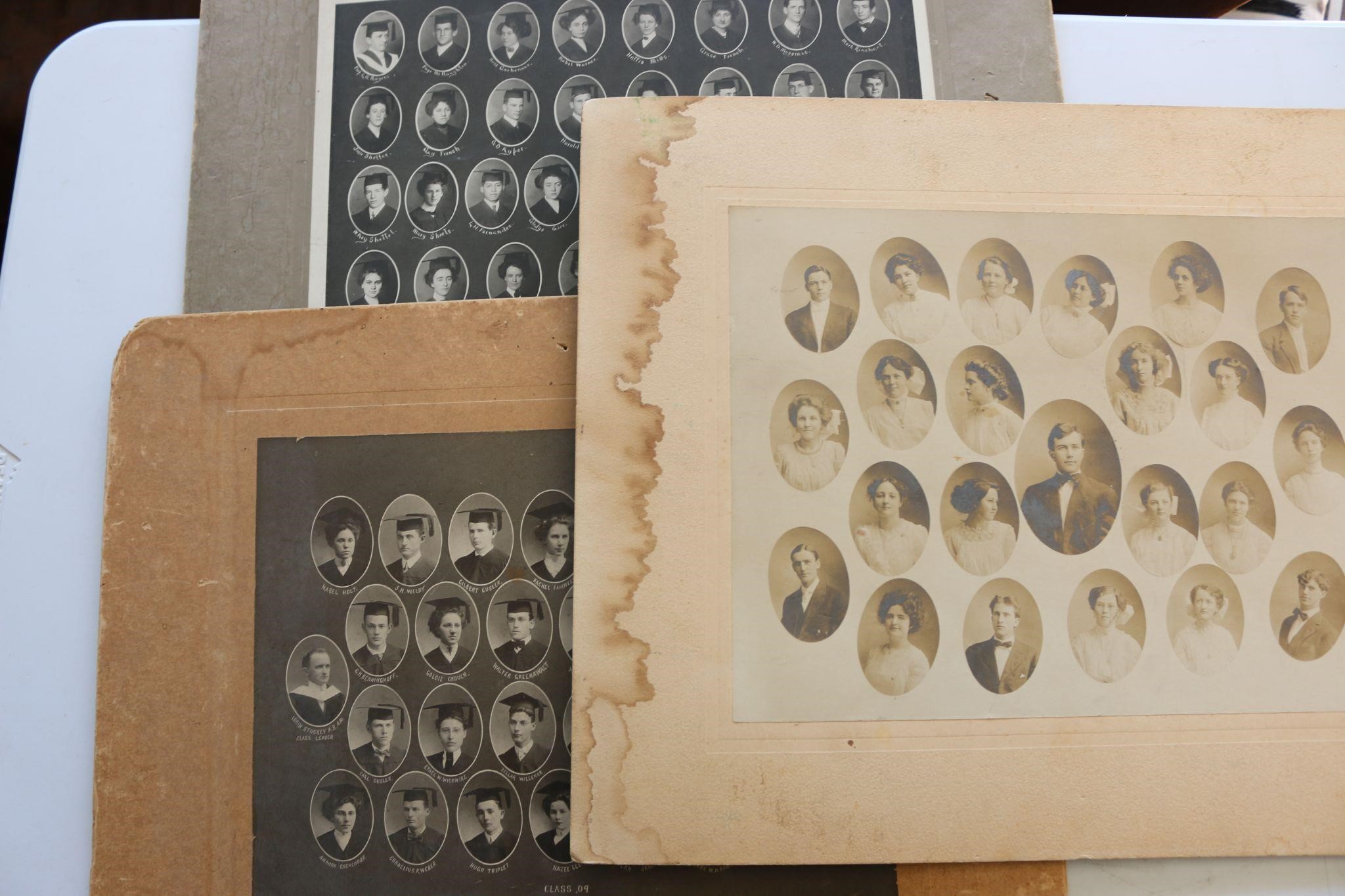 3- Large Boarded Class Photos Circa Early 1900's