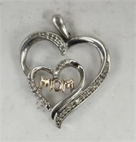 2.9g SILVER MOM HEART PENDANT ABOUT 1"