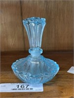 Vintage Light Blue Crystal Perfume Bottle w/Stoppe