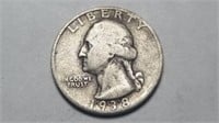 1938 S Washington Quarter Rare Date