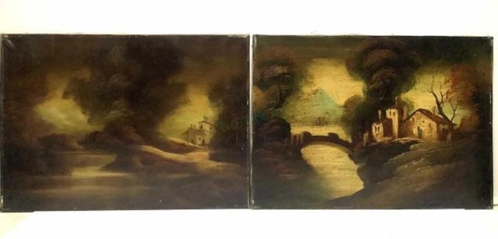 (2) Vintage European Landscapes Oil On Canvas