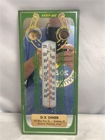 VINTAGE D-X DINER MIRRORED THERMOMETER.