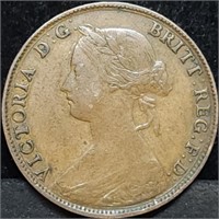 1861 GB Queen Victoria Half Penny, Nice Coin
