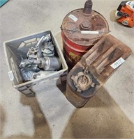 2 - Metal gas cans and paint sprayers