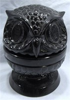 BLACK AMETHYST GLASS OWL RING BOX