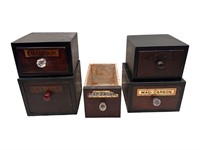 Group of 5 Apothecary Wood Drawers