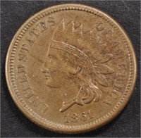 1861 INDIAN CENT XF