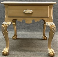 Gold Painted One Drawer End Table