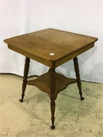 Antique Square Lamp Table w/ Glass Claw