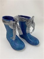 Cute Handmade Blue Glittery Kids Rain Boot Decor