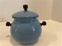 Blue enamel lidded vessel