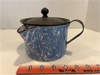 Robin egg blue swirl enamel teapot