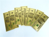 10 Replica Gold Plated 100 Dollar Notes - Only