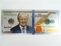 Novelty Silver Plated Trump 1000000 Dollar Note