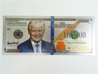 Novelty Silver Plated Trump 1000000 Dollar Note