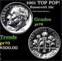 Proof 1961 Roosevelt Dime TOP POP! 10c Graded pr70