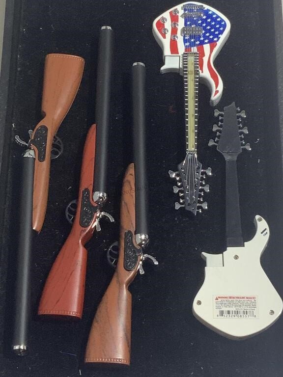 New novelty refillable lighters. Rifles, guitars
