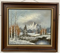 (M) Striccoli Winter Mountain Forest Oil Painting