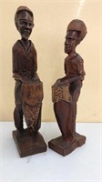 2 Tribal Carved Wood Staturs
