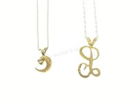 (2) 14k Yellow Gold & Diamond Pendants & Necklaces