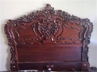 Carved Mahogany Rococo Style Queen Bed