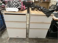 2 - Wooden 3 Drawer Shop Cabinets