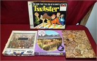 810 - VINTAGE PUZZLES & TWISTER GAME