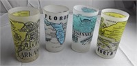 Vtg. State Frosted Map Glasses