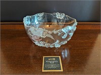 Flower Embossed Glass Fruit Bowl