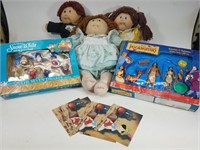Vintage toys with cabbage patch dolls