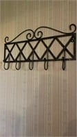 Metal Wall Hanging Coat Rack With 5 Hooks &