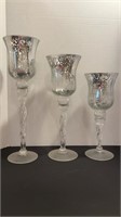 Set of 3 Mercury Glass Style Candle Holders With