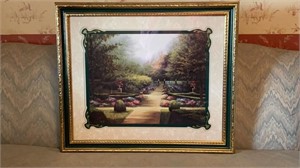 Lovely Framed Garden Print in Fancy Frame With