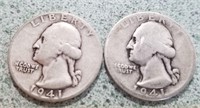 2 1941 Silver Quarters