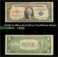 1935G $1 Blue Seal Silver Certificate Grades vf++