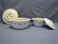 Lot of 2 Vintage Corelle Stoneware Dutch Ovens