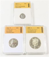 SGS GRADED SILVER COIN LOT MIXED LOT