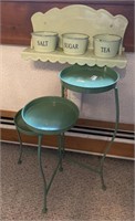 Enameled Metal Salt Sugar Tea Wall Mounted