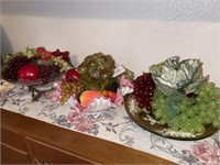 3 - Large Vintage Bowls and Plastic Fruit