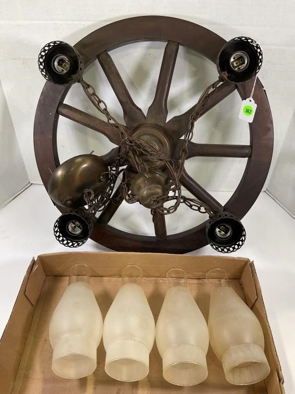 WOODEN WHEEL CHANDELIER  - 18"