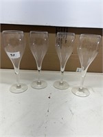 4 CLEAR STEMWARE GLASSES 8 1/2" TALL