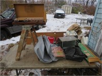 Step ladder, camp stove, oven, air pillows