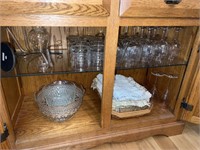 China Cabinet Glass ware. Bowls, cups, wine